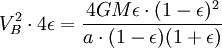 V_B^2 \cdot 4\epsilon =\frac{4GM\epsilon\cdot (1-\epsilon)^2}{a\cdot(1-\epsilon)(1+\epsilon)} 