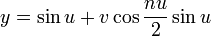 y = \sin u + v\cos\frac{nu}{2}\sin u