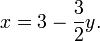 x = 3 - \frac{3}{2}y.