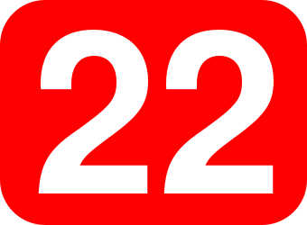 File:22 white, red rounded rectangle.svg