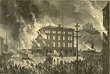 A burning building