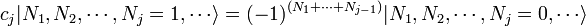  c_j | N_1, N_2, \cdots, N_j = 1, \cdots \rangle = (-1)^{(N_1 + \cdots + N_{j-1})} | N_1, N_2, \cdots, N_j = 0, \cdots \rangle 