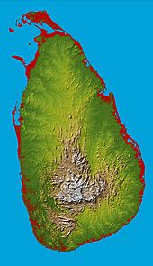 A roughly oval island with a mountainous center