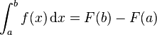 \int_a^b f(x)\,\mathrm dx = F(b) - F(a)