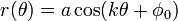 r(\theta) = a \cos (k\theta + \phi_0)\,