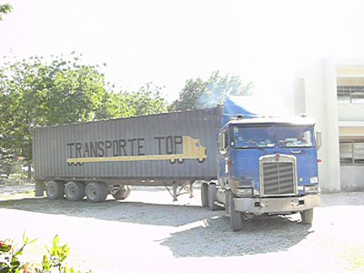 Arrival of truckload of supplies at Santos