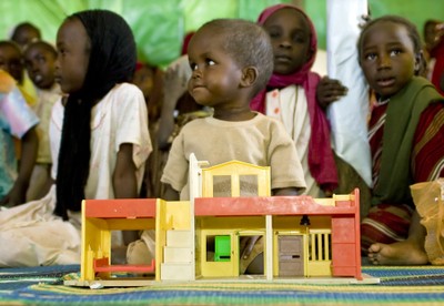 Children playing in refugee camp, Chad