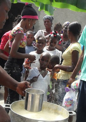 Food was quickly made and served to Earthquake victims