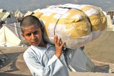 Boy with tent